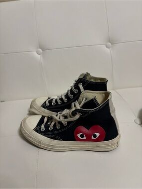 Converse Black High-Top Sneakers with Red Heart Graphic